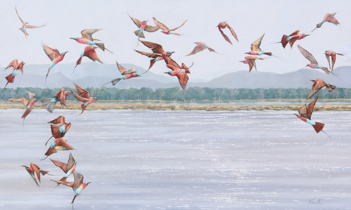 carmines on lower Zambezi river | oil on canvas