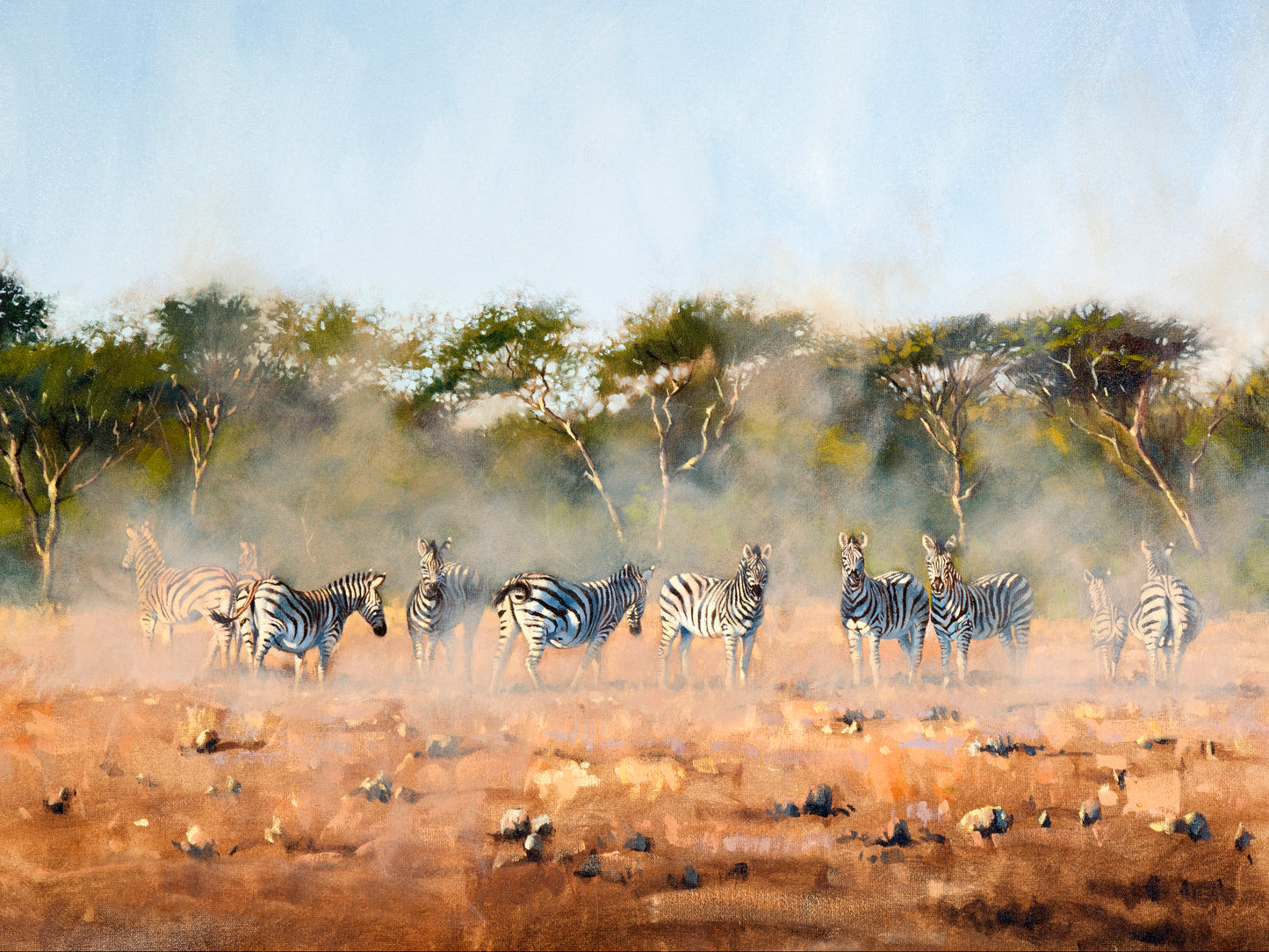 zebras & acacias | oil on canvas
