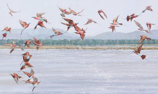 carmines on lower Zambezi river | oil on canvas